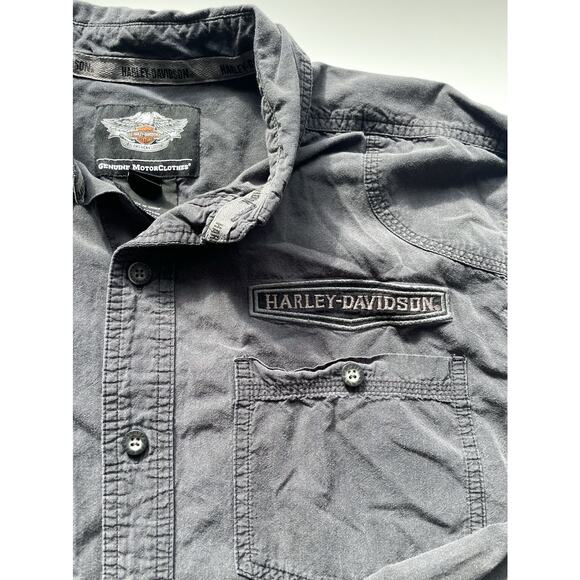 Men's Harley Davidson Faded Black Button Down Shirt Size XL - Picture 3 of 8